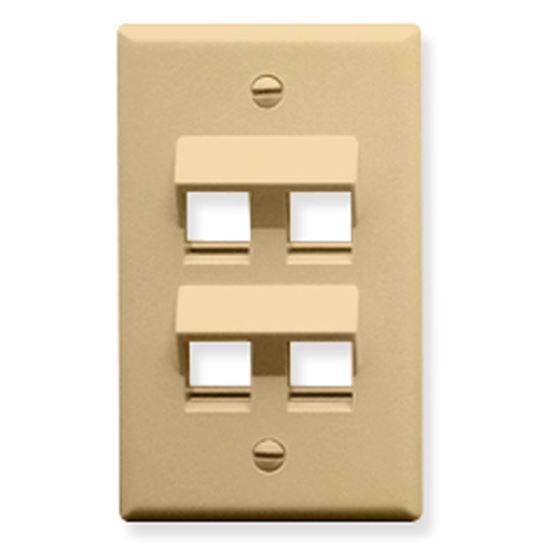 FACEPLATE--ANGLED--1-GANG--4-PORT--IVORY