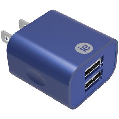 2.4A 2 USB WALL CHRGR BLU